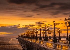 Coastal promenade at golden hour